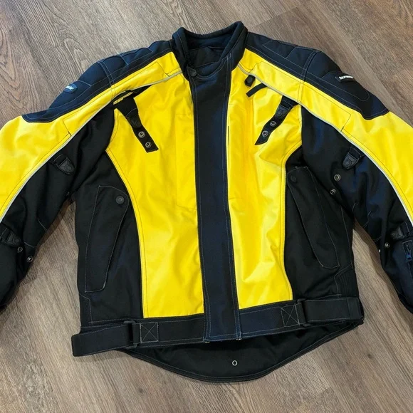 Tourmaster Men’s Black And Yellow Motorcycle Jacket Size S Multiple Pockets - Picture 2 of 7